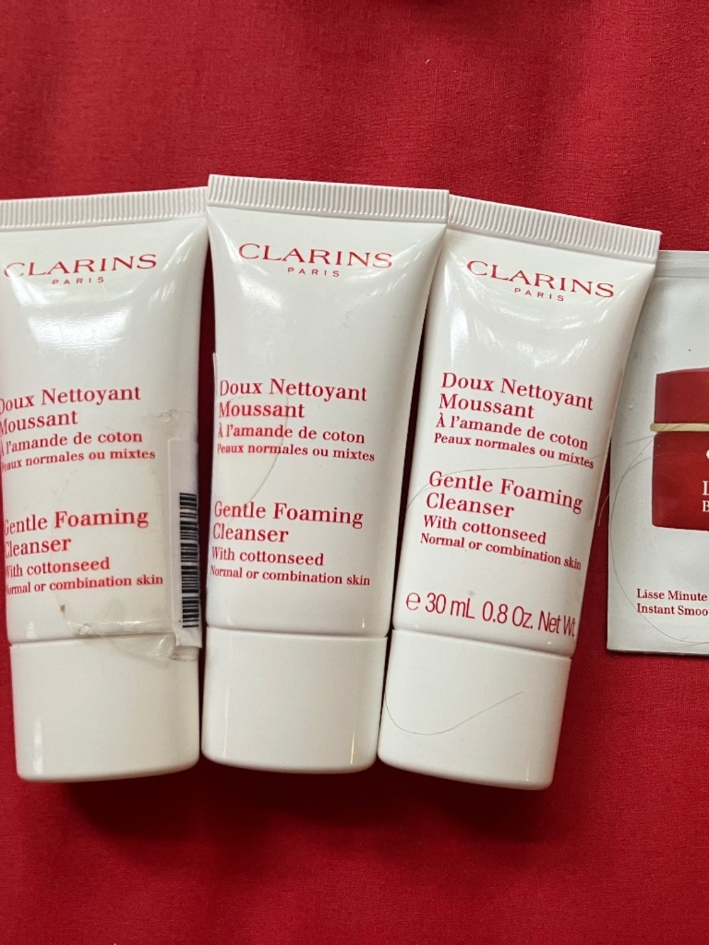 Clarins foaming cleanser x 3  plus instant smooth perfecting touch sample